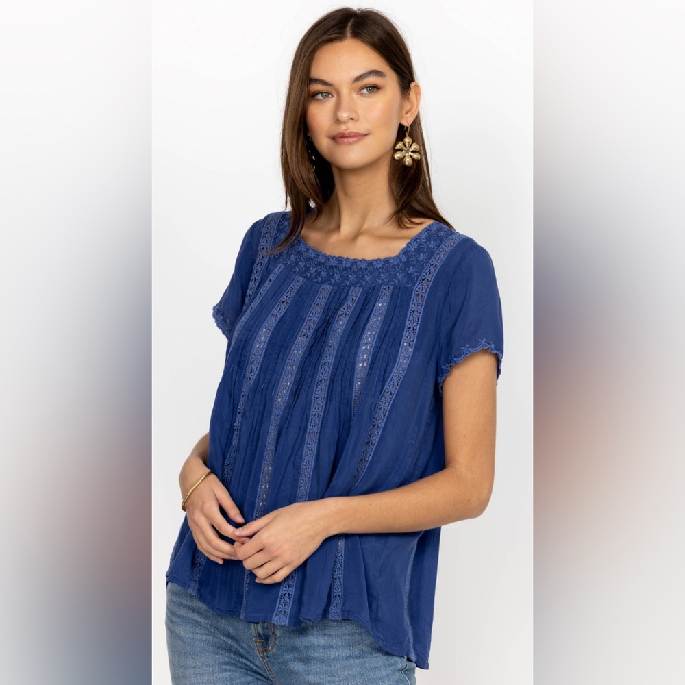 Johnny Was Royal Blue Brigita Blouse NWOT